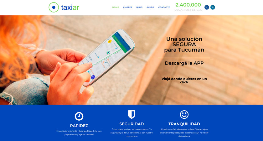 Diseño y desarrollo de página web para Taxiar
